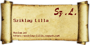 Sziklay Lilla névjegykártya